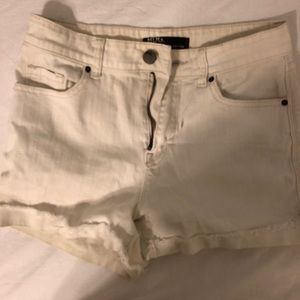 BDG White high rise denim shorts
